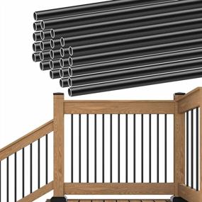 img 4 attached to Muzata 25Pack 26”X3/4” Aluminum Deck Balusters For 36 Inch Wood Composite Post Deck Railing Black Indoor Outdoor Porch Staircase Stair Spindles Hollow Round WT02