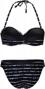 img 1 attached to Stylish And Flattering GOSOPIN Women'S Striped Wrap Bikini Set In X-Large Black