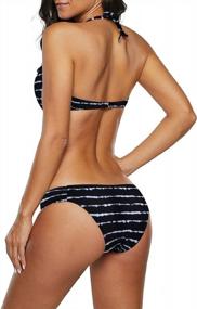 img 3 attached to Stylish And Flattering GOSOPIN Women'S Striped Wrap Bikini Set In X-Large Black