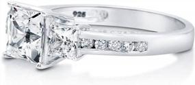 img 2 attached to Обручальное обручальное кольцо из стерлингового серебра с 3 камнями и огранкой принцессы CZ - Perfect Promise Ring для женщин, размер 4-10