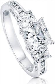 img 4 attached to Обручальное обручальное кольцо из стерлингового серебра с 3 камнями и огранкой принцессы CZ - Perfect Promise Ring для женщин, размер 4-10