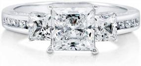 img 3 attached to Обручальное обручальное кольцо из стерлингового серебра с 3 камнями и огранкой принцессы CZ - Perfect Promise Ring для женщин, размер 4-10