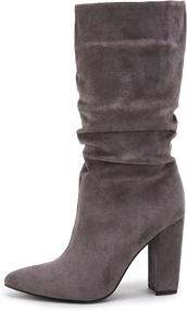 img 2 attached to Stay Trendy And Chic This Winter With Syktkmx Women'S High Heel Slouch Boots!