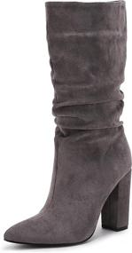 img 3 attached to Stay Trendy And Chic This Winter With Syktkmx Women'S High Heel Slouch Boots!