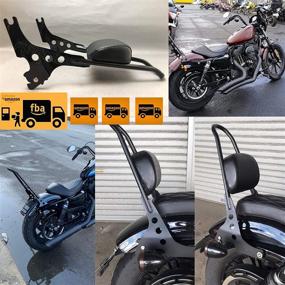 img 1 attached to 🏍️ Detachable Sportster Sissy Bar - Fits 04-21 XL Models - One-Piece Design - XL1200NS Iron 1200 - Motorcycle Harley Sportster 883 Accessories - Includes Pad, Luggage Rack, Backpack - Ideal for Roadster, Superlow, Forty-Eight