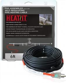 img 4 attached to Pre-Assembled 6Ft Self-Regulating Pipe Heating Cable - 120V By HEATIT For Efficient Winter Protection