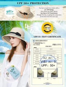 img 1 attached to 50 UV Protection Jeff & Aimy Wide Brim Straw Sun Hat - Foldable Panama Fedora Cloche Summer