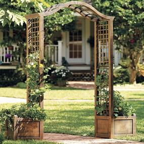 img 1 attached to Create A Stunning Garden Oasis With BrylaneHome'S Bronze Resin Garden Arch Trellis