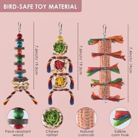 img 2 attached to Wooden Bird Perch Swing Toy Set For Parrots, Conures, Canaries, Cockatiels, Lovebirds, And Small Birds - KATUMO Bird Chew Toys For Cage