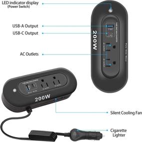 img 3 attached to 🚗 BYGD 200W Pure Sine Wave Car Power Inverter | DC 12V to 110V AC Converter with Dual USB Charging Ports (4.8A) and 2 AC Outlets | Car Adapter for Optimal Performance