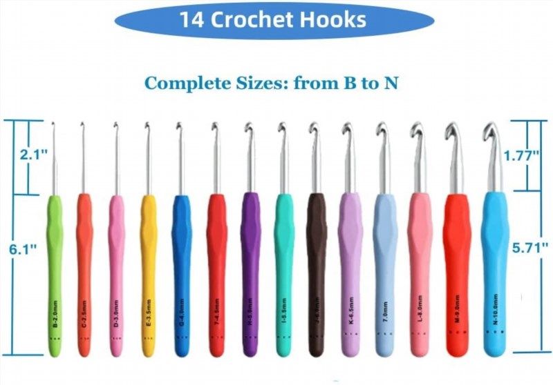 Complete Ergonomic Crochet Hook Set With 14 Sizes From…