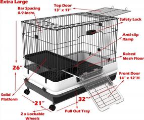 img 3 attached to Spacious And Secure 2-Level Small Animal Cage With Ramp, Litter Tray, And Access Doors For Guinea Pig, Ferret, Rabbit, Chinchilla, And Cat