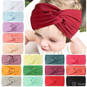 img 1 attached to 🌸 Adorable Baby Girl Headbands: Newborn to Toddler Hairbands with Knotted Turban Style, Beautiful Flowers, and 18 Color Options