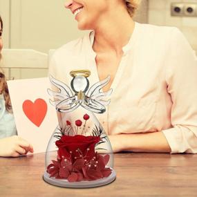 img 3 attached to Valentine's Day Gifts for Mom: Red Rose Flower in Glass Angel Figurines and Birthday Gifts for Women - Rose Flowers Angels Gifts for Her, Romantic Gift Idea for Mom, Best Friend, and Women