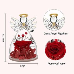 img 1 attached to Valentine's Day Gifts for Mom: Red Rose Flower in Glass Angel Figurines and Birthday Gifts for Women - Rose Flowers Angels Gifts for Her, Romantic Gift Idea for Mom, Best Friend, and Women