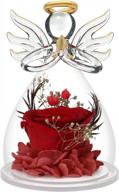 valentine's day gifts for mom: red rose flower in glass angel figurines and birthday gifts for women - rose flowers angels gifts for her, romantic gift idea for mom, best friend, and women логотип