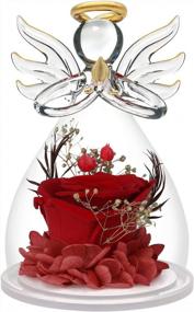 img 4 attached to Valentine's Day Gifts for Mom: Red Rose Flower in Glass Angel Figurines and Birthday Gifts for Women - Rose Flowers Angels Gifts for Her, Romantic Gift Idea for Mom, Best Friend, and Women