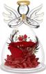valentine's day gifts for mom: red rose flower in glass angel figurines and birthday gifts for women - rose flowers angels gifts for her, romantic gift idea for mom, best friend, and women logo