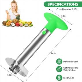 img 3 attached to Effortlessly Core And Slice Pineapples With AUBENR Premium Pineapple Corer And Slicer - Easy To Use And Clean - Serrated Tips For Perfect Slices - Stainless Steel Core Remover - Green