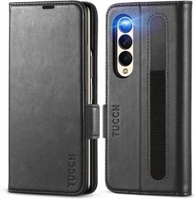 img 4 attached to Чехол-кошелек TUCCH Galaxy Z Fold4 5G, защитный чехол из искусственной кожи, блокирующий RFID, с держателем S Pen, прочный слот для ПК, подставка для просмотра, флип-фолио, совместимый для 7,6 "черный