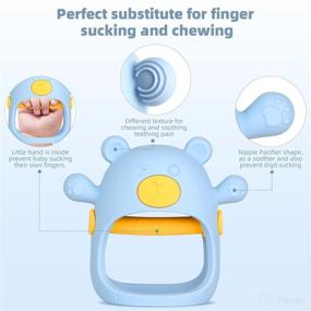 img 3 attached to 🐻 Fu Store Silicone Baby Teething Toy - Bear Shape, Anti-Dropping, Infants Chew Toys for Sucking Needs, Hand Pacifier for Breastfeeding Newborn, Includes 1 Yellow, 1 Blue + 2 Finger Toothbrushes
