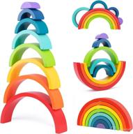 🌈 tookyland wooden rainbow stacker: a multifunctional montessori stacking game for toddlers logo