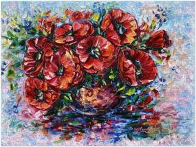 img 2 attached to Stunning Poppies In Vase Art: Americanflat 500 Piece Flower Jigsaw Puzzle, 18X24 Inches