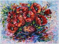 stunning poppies in vase art: americanflat 500 piece flower jigsaw puzzle, 18x24 inches logo