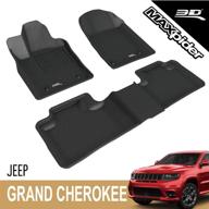 custom fit all-weather car floor mats liners for jeep grand cherokee 2013-2021, 3d maxpider kagu series, black (1st & 2nd row) logo