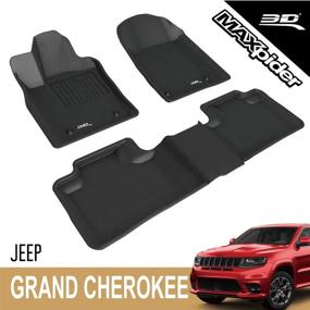 img 4 attached to Custom Fit All-Weather Car Floor Mats Liners for Jeep Grand Cherokee 2013-2021, 3D MAXpider Kagu Series, Black (1st & 2nd Row)