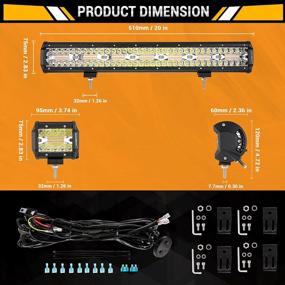 img 2 attached to Auxbeam 20 Inch 420W With 2 PCs 4 Inch 60W LED Light Bar, 6 Modes Amber White Strobe Light, Off-Road Driving Light Spot Flood Combo Work Light With 16AWG 10FT Wiring Harness Kit - 3 Lead