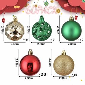 img 3 attached to 60PCS Christmas Ornaments For Xmas Tree,2.36Inch Shatterproof Christmas Ball Ornaments, Xmas Seasonal Mixed Hanging Balls For Christmas Tree Party Holiday Decor(Gold&Red&Green)
