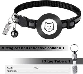 img 2 attached to 🐱 3-in-1 Reflective Cat Collar for Airtag, Waterproof Holder Compatible with Apple Airtag for Cats, Dogs, Kittens, Puppies - Black