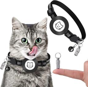 img 4 attached to 🐱 3-in-1 Reflective Cat Collar for Airtag, Waterproof Holder Compatible with Apple Airtag for Cats, Dogs, Kittens, Puppies - Black