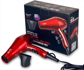 img 3 attached to Powerful 1875W Ceramic Tourmaline Hair Dryer With Diffuser And Concentrator - Professional Salon Ion Hair Dryer With DC Motor, Multiple Speed And Heat Settings, Black-Red