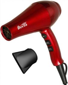 img 1 attached to Powerful 1875W Ceramic Tourmaline Hair Dryer With Diffuser And Concentrator - Professional Salon Ion Hair Dryer With DC Motor, Multiple Speed And Heat Settings, Black-Red