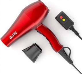 img 4 attached to Powerful 1875W Ceramic Tourmaline Hair Dryer With Diffuser And Concentrator - Professional Salon Ion Hair Dryer With DC Motor, Multiple Speed And Heat Settings, Black-Red
