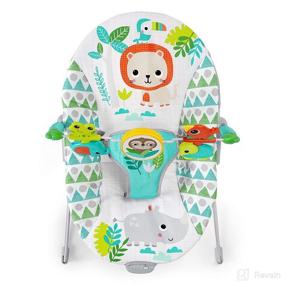 img 1 attached to 🦁 Bright Starts Spinnin' Safari Vibrating Baby Bouncer Seat – 3-Point Harness, Toy Bar – Age 0 to 6 Months