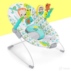 img 2 attached to 🦁 Bright Starts Spinnin' Safari Vibrating Baby Bouncer Seat – 3-Point Harness, Toy Bar – Age 0 to 6 Months