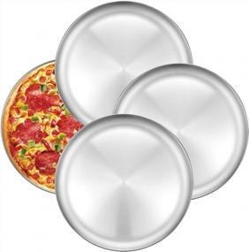 img 4 attached to 4 Pack 12 Inch Stainless Steel Round Pizza Baking Pan Tray Crisper Sheet Oven Cooking Healthy For Pizzas - Deedro