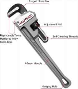 img 3 attached to HAUTMEC 36 Inch Aluminum Straight Pipe Wrench, Adjustable Plumbing Wrench, 4" Jaw Capacity, Heavy Duty Plumbing Pipe Wrench, For Pipes, Tees, Ball Valves And Other Objects HT0188-PW