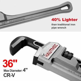 img 2 attached to HAUTMEC 36 Inch Aluminum Straight Pipe Wrench, Adjustable Plumbing Wrench, 4" Jaw Capacity, Heavy Duty Plumbing Pipe Wrench, For Pipes, Tees, Ball Valves And Other Objects HT0188-PW