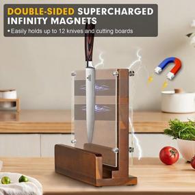 img 3 attached to Organize Your Kitchen With ENOKING'S Magnetic Knife Block - Natural Wooden Holder W/ Acrylic Shield Protection & Double-Sided Stand!