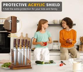 img 2 attached to Organize Your Kitchen With ENOKING'S Magnetic Knife Block - Natural Wooden Holder W/ Acrylic Shield Protection & Double-Sided Stand!