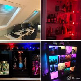 img 3 attached to 💡 MFOX Under Cabinet LED Lighting: Remote Controlled, RGB Color Changing Dimmable Puck Lights (Black, 3 Packs)