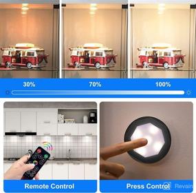 img 2 attached to 💡 MFOX Under Cabinet LED Lighting: Remote Controlled, RGB Color Changing Dimmable Puck Lights (Black, 3 Packs)