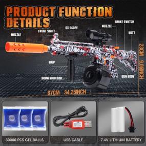 img 1 attached to EAGLESTONE Automatic Gell Balls Blaster Gun, Splatter Ball Auto Gun M416 With Extra-Large Capacity Drum Magazine, 30000 Splatter Ball Gun Ammo And Goggles For Outdoor Shooting Team Games