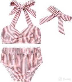 img 4 attached to Trendy Polka Dot Baby Girl Bikini Set with Headband – Stylish Swimwear for Kids and Toddlers