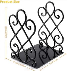 img 3 attached to Decorative Metal Bookends For Shelves - Heavy-Duty Non-Skid Book Support For Office, Library, Or School Organizer - Perfect Gift - 7 X 6.1 X 8.6 Inch - Black (2 Pairs)