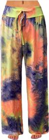 img 4 attached to Stretchy Tie Dye Palazzo Lounge Pants For Women - Comfy And Casual Wide Leg PJ Bottoms Ideal For All Seasons With Drawstring Closure From CCKO